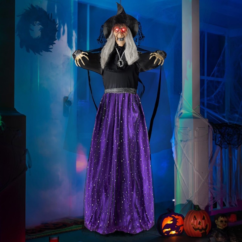 Outdoor Lighting For Front Of House - 47'' Animated Witch Halloween Decorations Outdoor