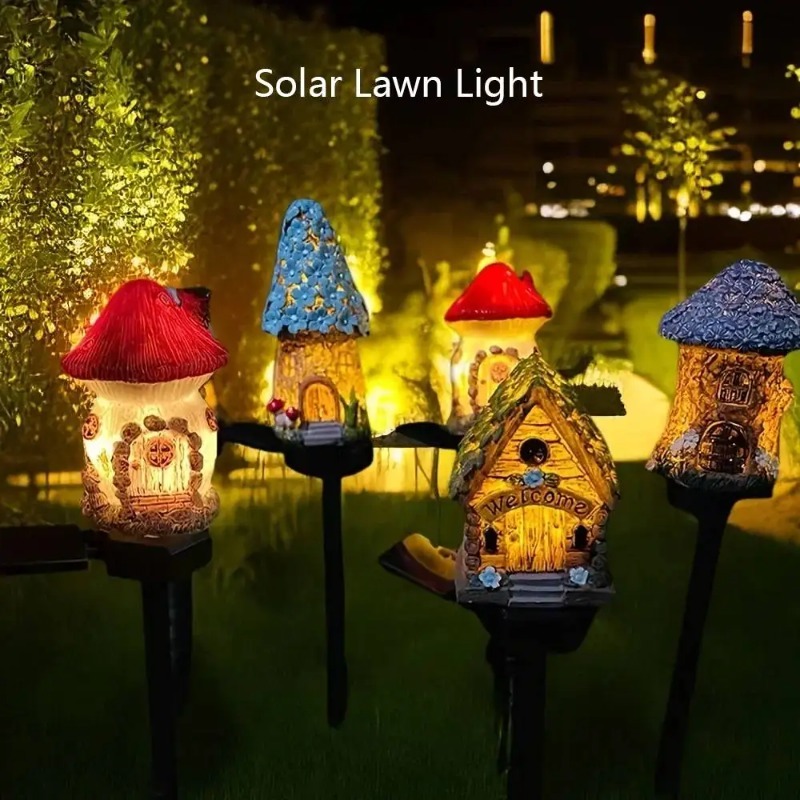Outdoor Lighting For Front Of House - New Solar Resin Flower House Lights,