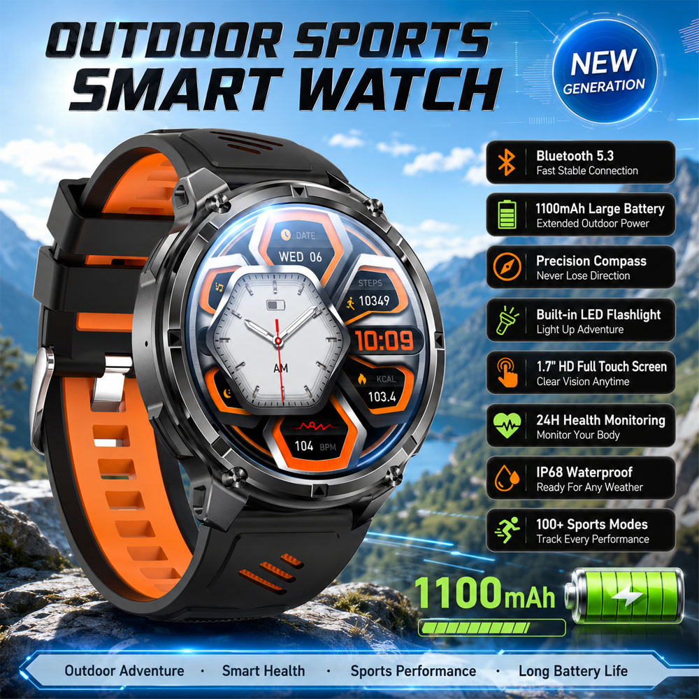 Outdoor Lighting Ip Rating - YAOCX AMOLED Smartwatch Men 1100mAh Sports