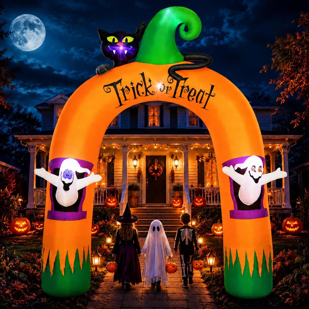 Outdoor Lighting Yard Decoration - Halloween Inflatable Archway 10Ft with 7