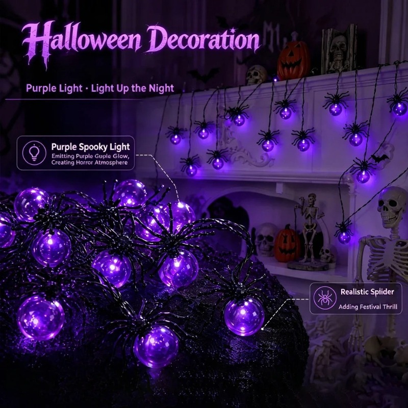 Battery Powered Spider LED Str - огляд і ціна Outdoor Lighting Yard Decoration