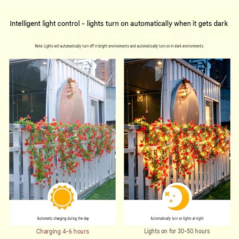 Solar Rose Vine String Lights  - огляд і ціна Outdoor Lighting Yard Decoration