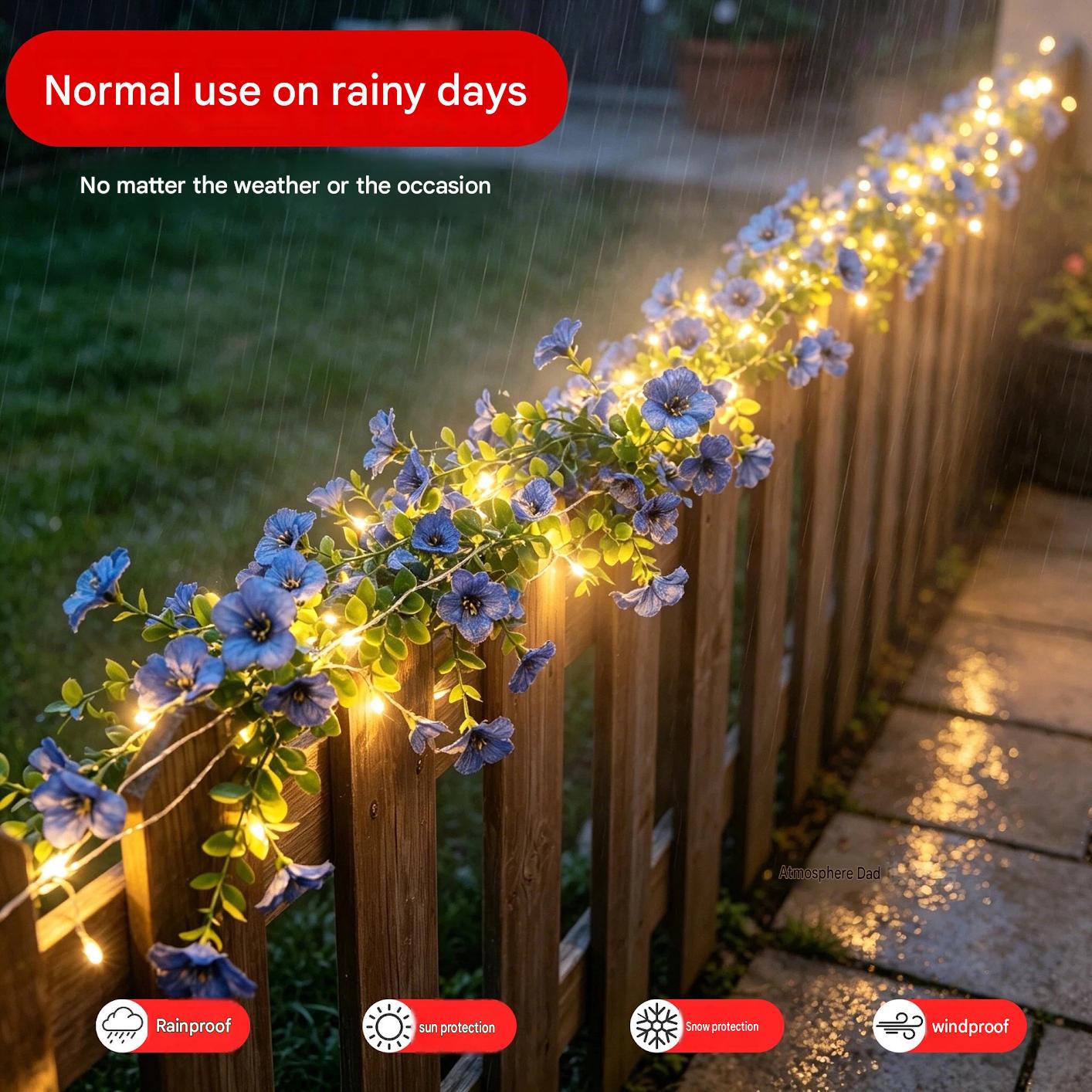 Solar Rose Vine String Lights  - огляд і ціна Outdoor Lighting Yard Decoration