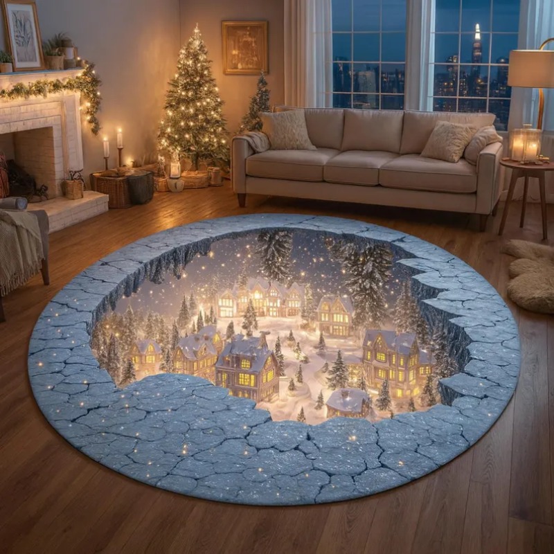 3D Christmas Village Rug Winte - огляд і ціна Outdoor Xmas Lighting Ideas