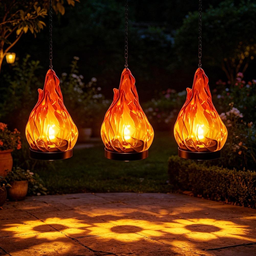 Solar Flame Hanging Lantern Li - огляд і ціна Outdoor Lighting Yard Decoration