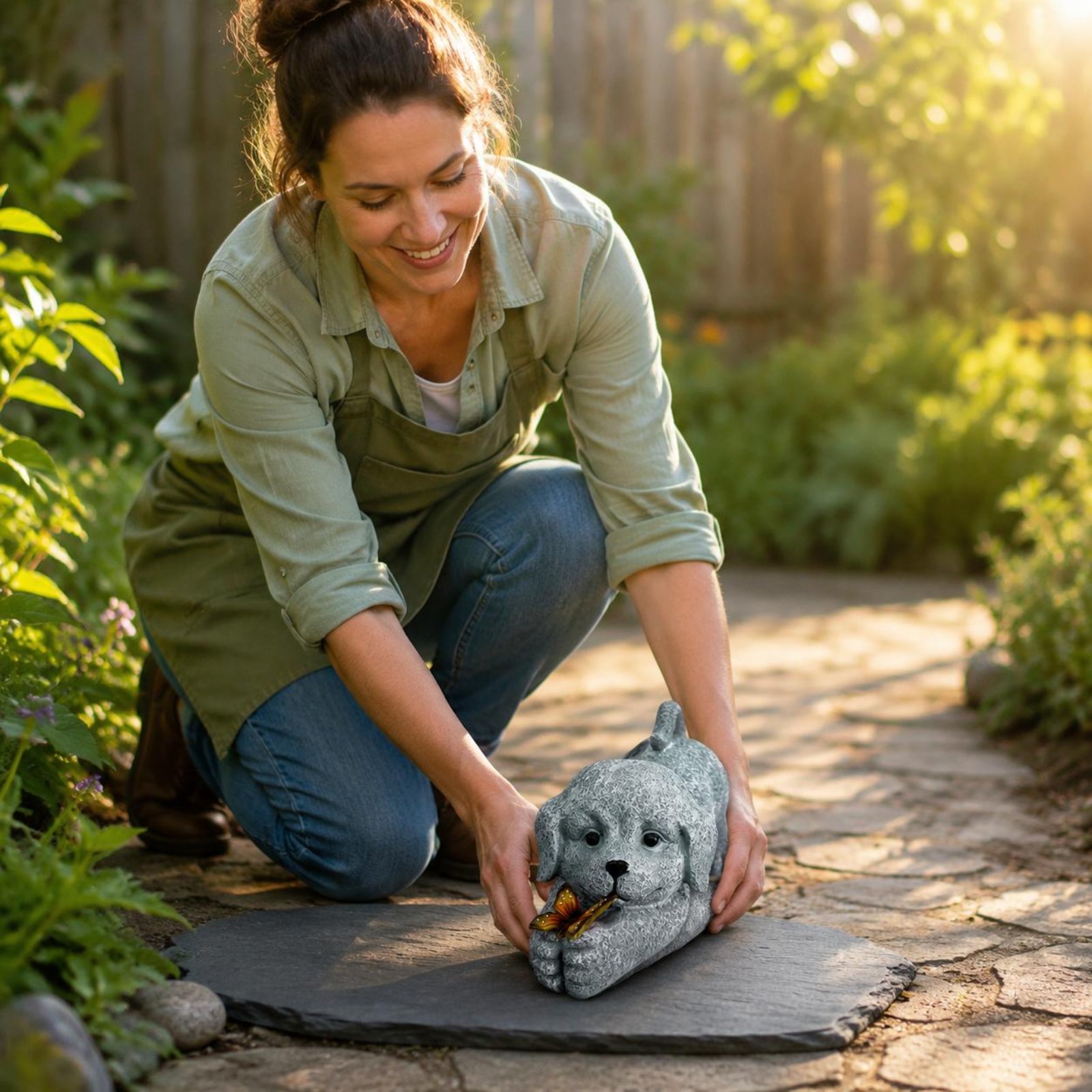 Solar Dog Statue Resin Craft S - огляд і ціна Outdoor Lighting Yard Decoration