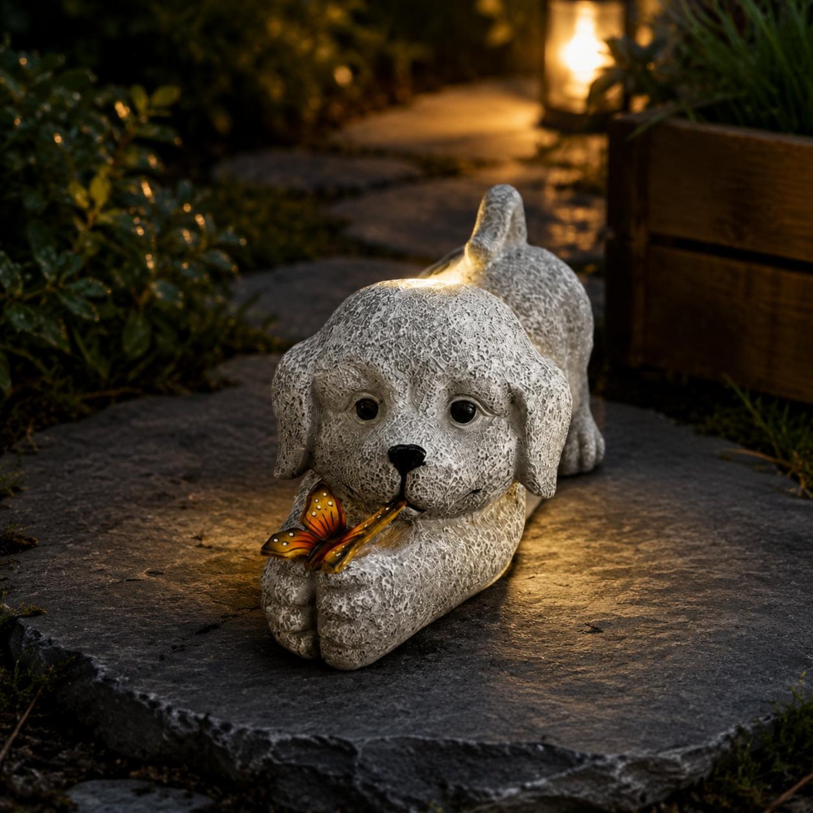 Solar Dog Statue Resin Craft S - огляд і ціна Outdoor Lighting Yard Decoration