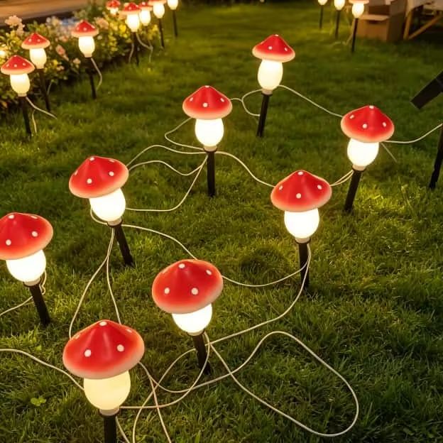 Solar Mushroom String Lights W - огляд і ціна Outdoor Lighting Yard Decoration